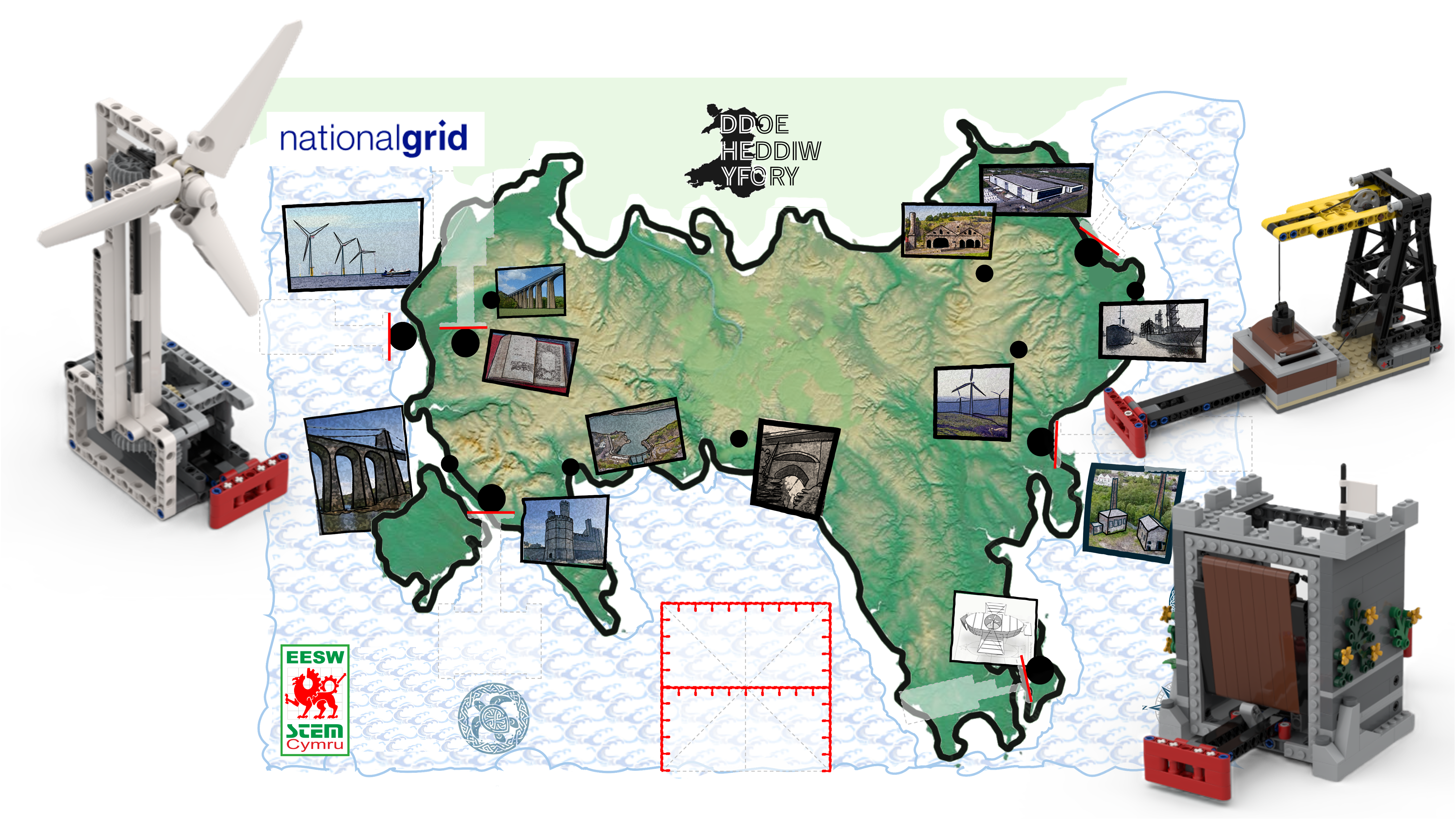 Each registered school will receive a Taith Robot kit which includes a map and six LEGO Technic models for pupils to assemble, position and then activate with their robots.  Any robot that fits wholly within a 20cm square is suitable with TPBot Edus available to loan to schools without a suitable bot - EESW can provide support with coding skills too.